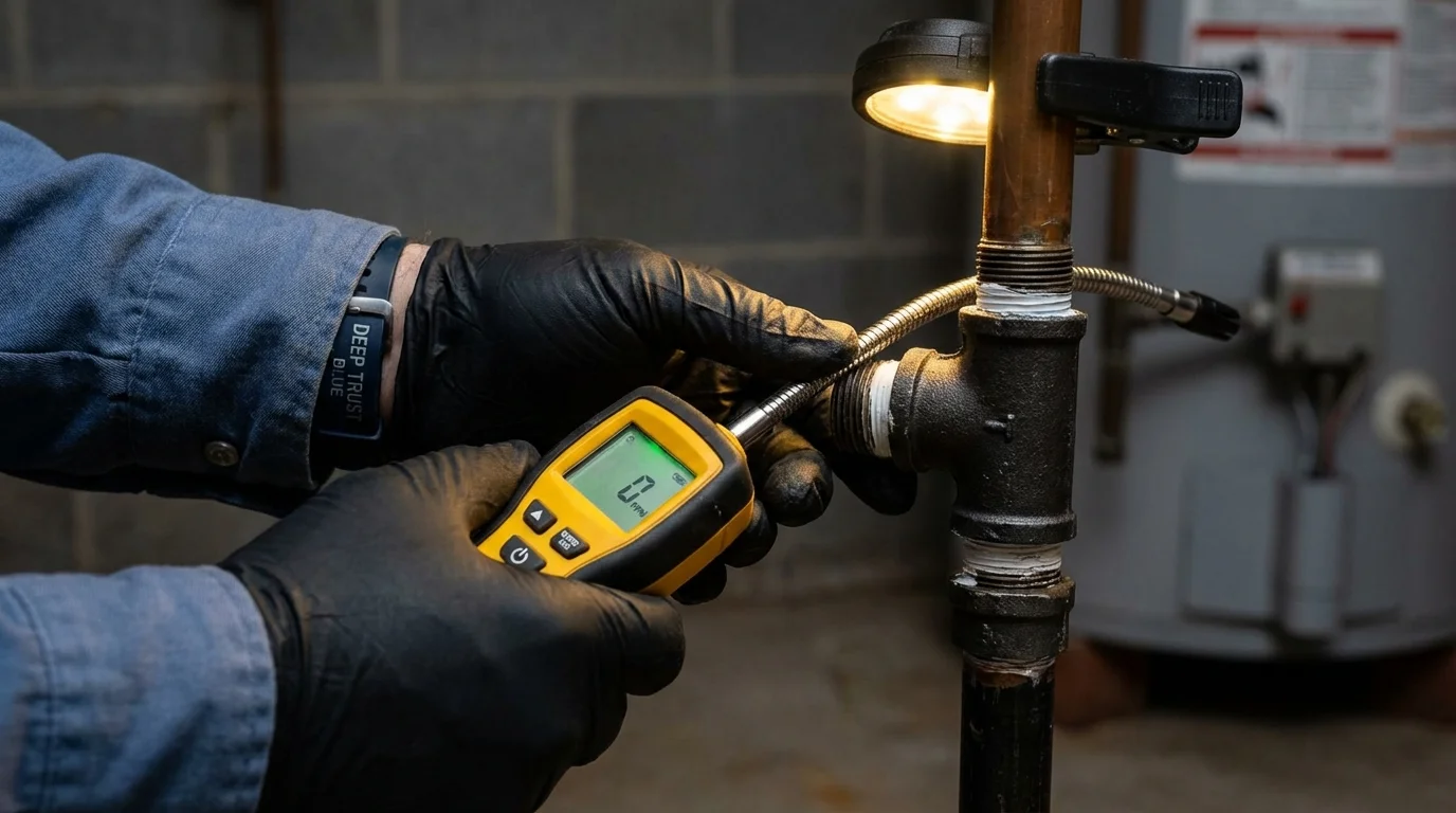 Gas leak detection with electronic sniffer by Johns Plumbing LLC in Gering