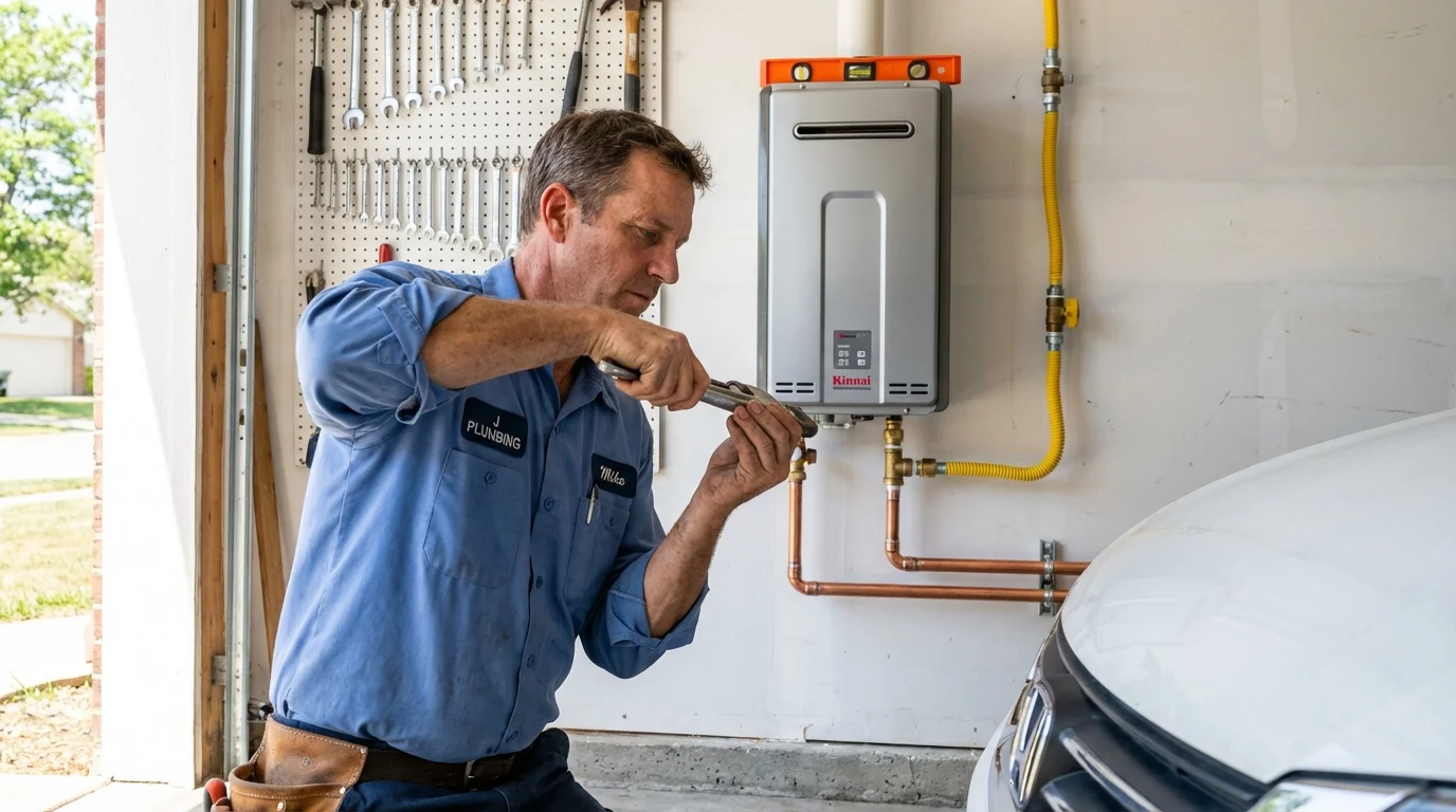 Tankless water heater installation by a Johns Plumbing LLC plumber in Gering